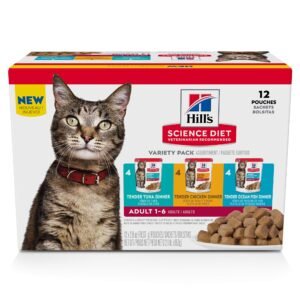 Hill's Science Diet Adult 1-6 Wet Cat Food Variety Pack Chicken Tuna & Ocean Fish Pouches - 2.8 oz | Pack of 12