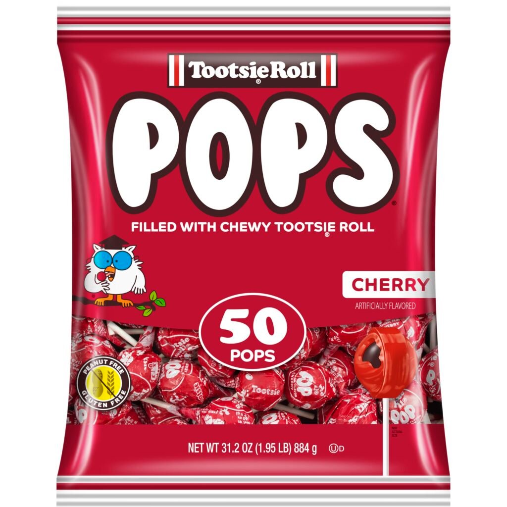 Tootsie Pops Single Flavor Bag - Cherry Flavored Lollipops with Chocolatey Center - Individually Wrapped Hard Candy - Red