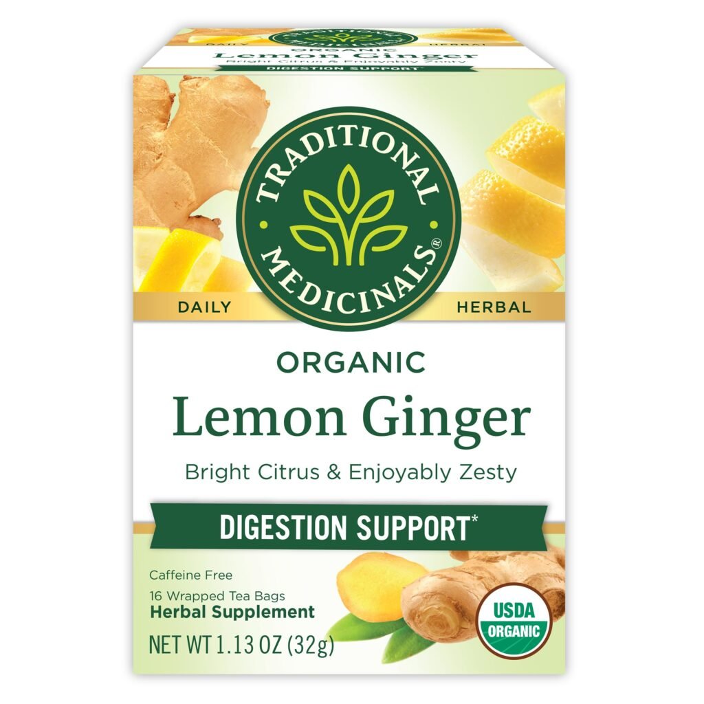 Traditional Medicinals Organic Lemon Ginger Tea, 1.13 Oz, 16 Ct