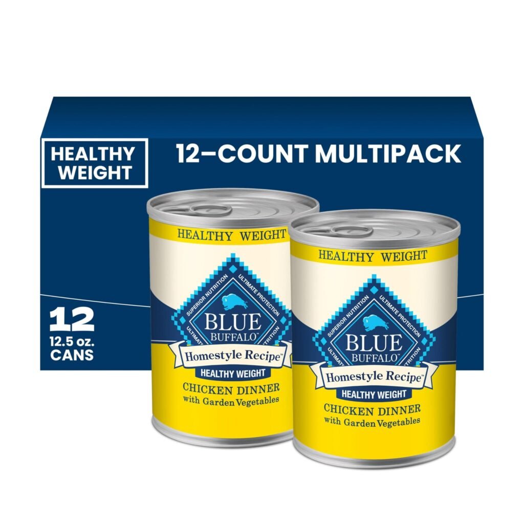 Blue Buffalo Homestyle Recipe Healthy Weight Chicken Dinner with Garden Vegetables Paté Natural Wet Dog Food - Pack of 12
