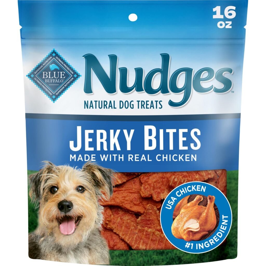 Blue Buffalo Nudges Chicken Jerky Bites Natural Dog Treats Tender & Meaty Dog Snacks Healthy Reward or - 16 oz