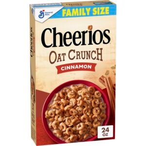 Cheerios Oat Crunch Cinnamon Breakfast Cereal, Family Size, 24 oz