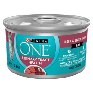 Purina ONE Urinary Tract Health, Natural Pate Wet Cat Food, Urinary Tract Health Beef & Liver Recipe - 3 oz | Pack of 24