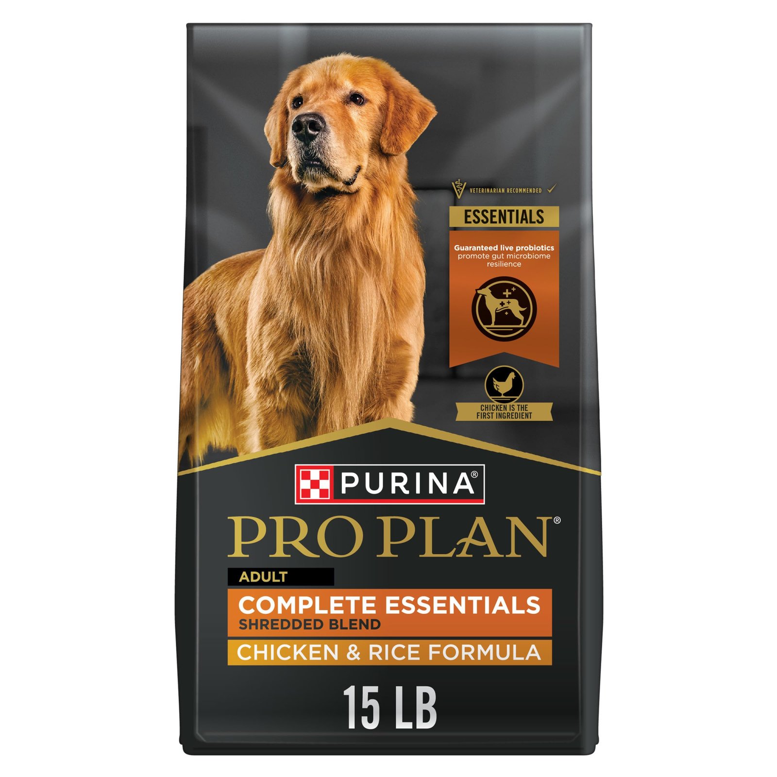 Purina Pro Plan Complete Essentials Shredded Blend Chicken and Rice Dry Dog Food - 15 lb