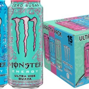 Monster Energy Ultra Variety Pack, Blue Hawaiian, Vice Guava, 16 oz Can, Pack of 15
