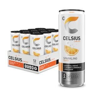 CELSIUS Sparkling Orange, Sugar Free Energy Drink, 12 Fl Oz, Pack of 12