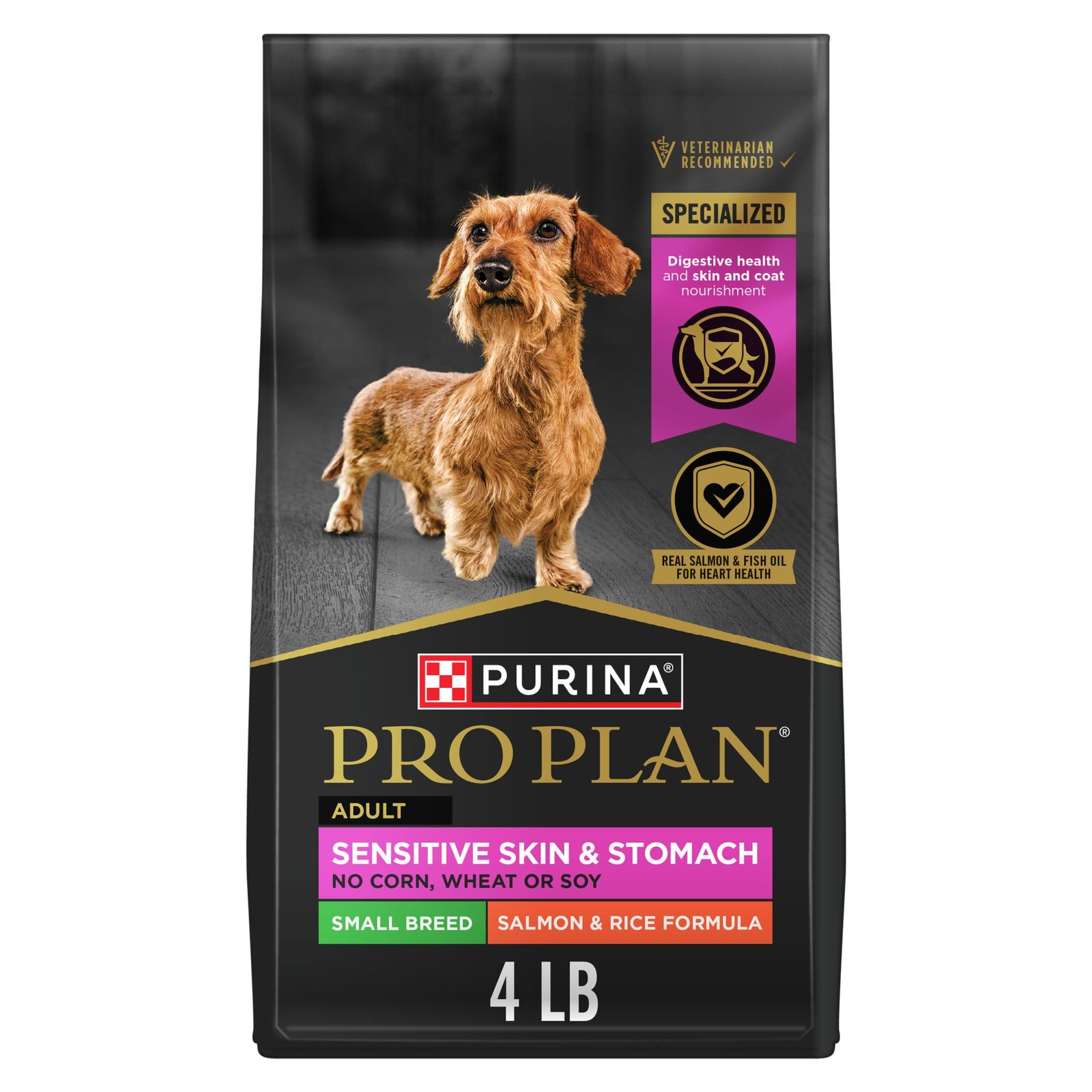 Purina Pro Plan Sensitive Skin and Stomach Dog Food Small Breed Adult Salmon & Rice Formula - 4 lb