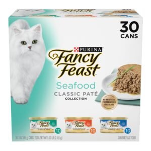 Fancy Feast Purina Fancy Feast Seafood Classic Pate Collection Grain Free Wet Cat Food Variety Pack - 3 oz | Pack of 30