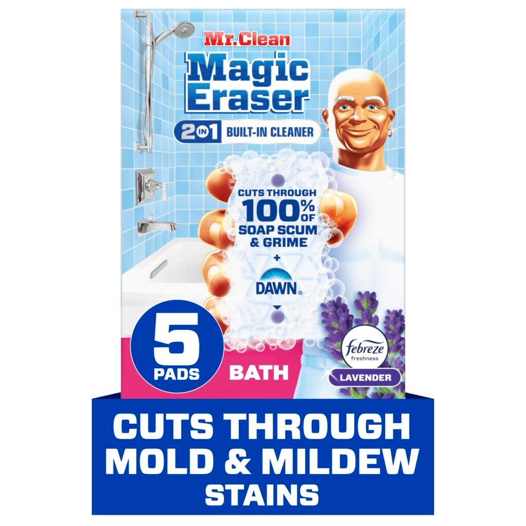 Magic Eraser Sponge, Dawn Cleaning Power with Febreze Lavender Scent, 5ct