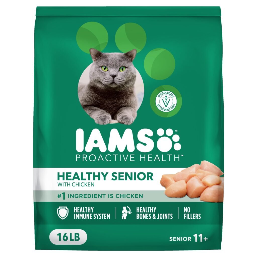 IAMS Proactive Health Senior Dry Cat Food Dry Cat Food Chicken Recipe Real Chicken in Every - 16 lb