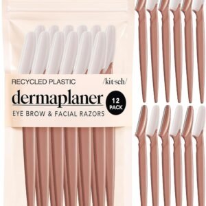 Kitsch Dermaplane Razor for Women Face – Face Razors for Women & Men, Eye Brow Razors & Face Shaver – Exfoliating Facial Razor & Dermaplaner as Skin Care Tool for Smoother Skin - Terracotta, 12 pcs