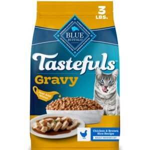 Blue Buffalo Tastefuls Irresistible Gravy Experience Chicken & Brown Rice Recipe Dry Indoor Cat Food for Adult - 3 lbs