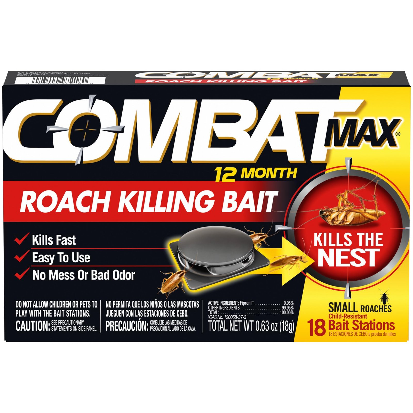 Combat Max 12 Month Roach Killing Bait, 18 Count
