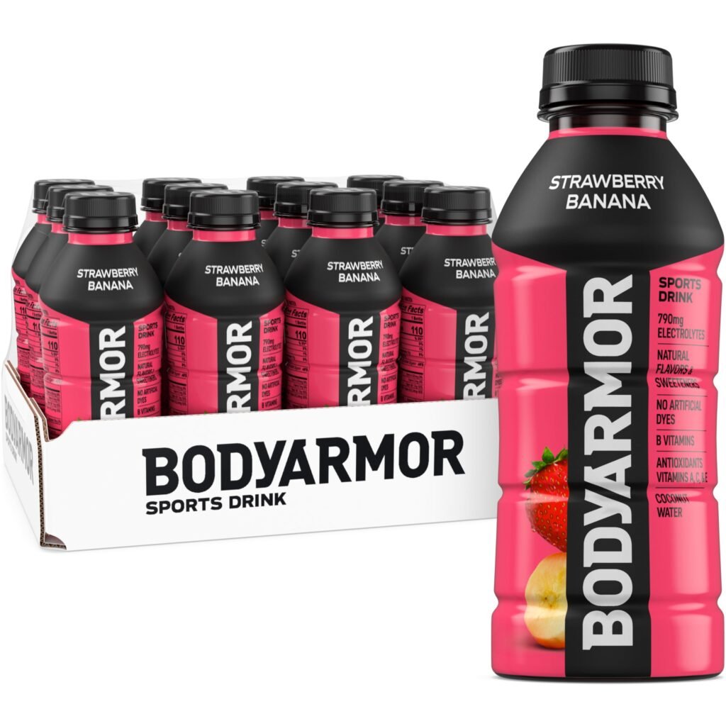 BODYARMOR Sports Drink, Strawberry Banana, Electrolyte Drink Hydration, 16 Fl Oz Bottles, 12 Pack