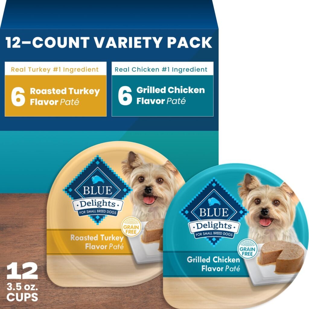 Blue Buffalo Delights Variety Pack Natural Grain Free Wet Dog Food for Small Breed Dogs (Roasted Turkey