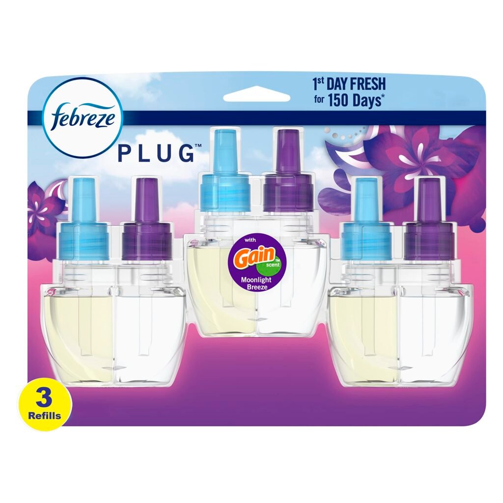 Febreze Plug-In Air Freshener, Oil Refill, Gain Moonlight Breeze, 3 Refills