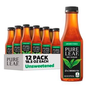 Pure Leaf Iced Tea, Unsweetened Real Brewed Tea, Zero Sugar & Zero Calories, 18.5 Fl Oz, Pack of 12