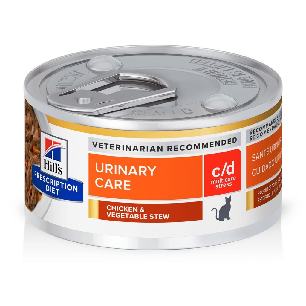 Hill's Prescription Diet c d Multicare Stress Urinary Care Wet Cat Food Chicken & Vegetable Stew Cans - 2.9 oz | Pack of 24
