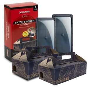 Catchmaster Catch & Toss: No-Touch, No-See Disposable Mouse Glue Traps Indoor, 2 Pack