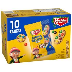 Keebler Chips Deluxe Minis Made with M&M’s, Chocolate Chip Cookies, 1 oz Pouches, 10 Ct