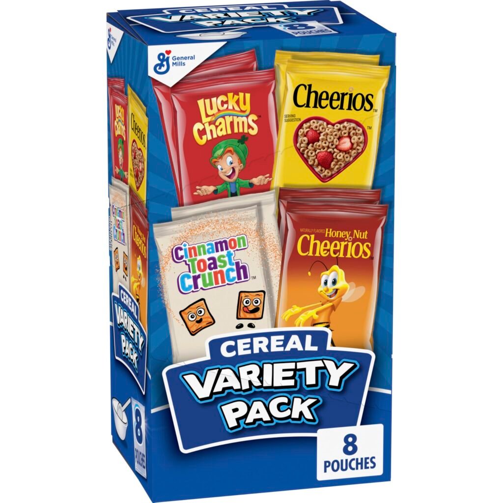 Breakfast Cereal Variety Pack, Lucky Charms, Cinnamon Toast Crunch, 9.14 oz