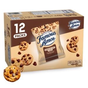 Famous Amos Classic Chocolate Chip Cookies, Bite-size cookies, Sweet Treats, 12 Pack Box, 12 oz
