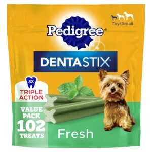Dentastix Pedigree Dentastix Dental Chews, Small and Toy Breed Dog Treats, Fresh Flavor - 1.54 lb | Pack of 102