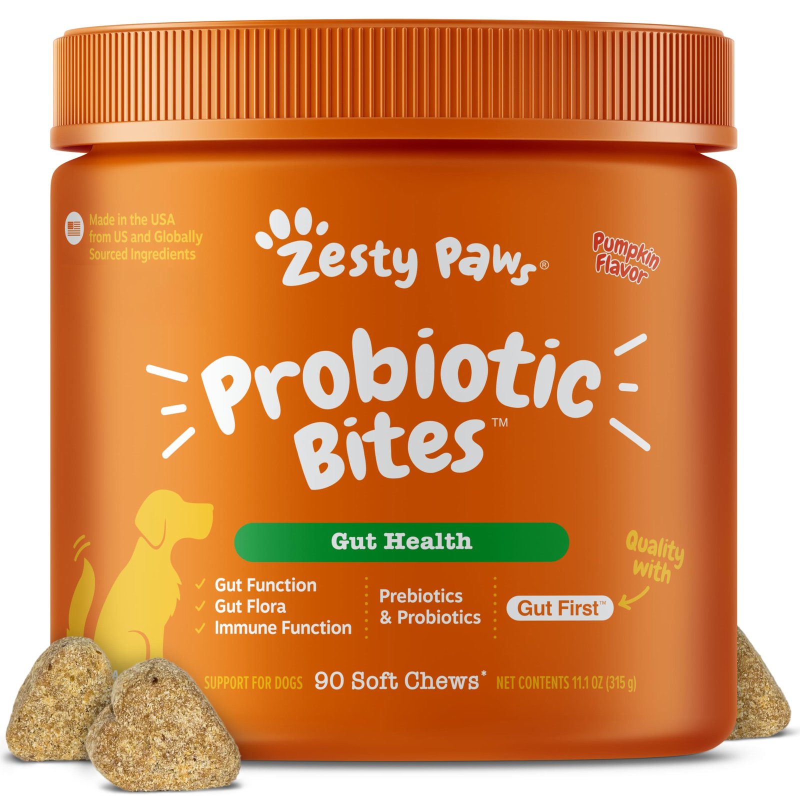 Zesty Paws Probiotics - Digestive Enzymes for Gut Flora Digestive Health Diarrhea & Bowel Support - Clinically - Pack of 90