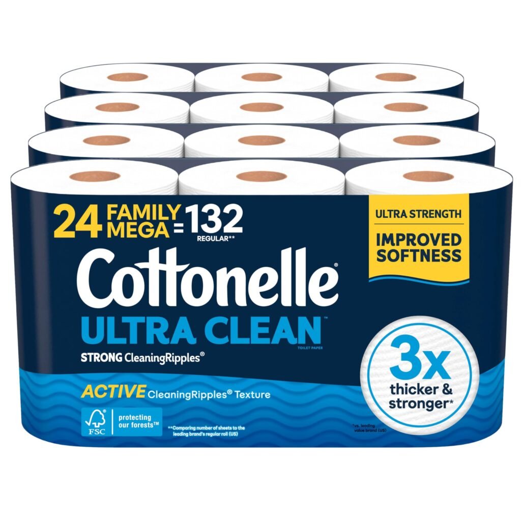 Cottonelle Bath Tissue with Active CleaningRipples Texture, 24 Family Mega