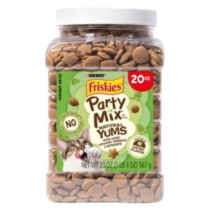 Friskies Purina Friskies Made in USA Facilities, Natural Cat Treats, Party Mix Natural Yums Catnip Flavor - 20 Ounce | Pack of 1