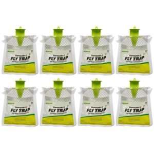RESCUE! Outdoor Disposable Fly Trap – Hanging Fly Catcher with Attractant Bait, 8 Traps
