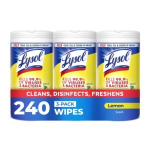 LYSOL Disinfecting Wipes, All Purpose Cleaner, Multi-Surface Antibacterial Cleaning Wipes, Household Cleaning Supplies, Dorm Essentials, Lemon & Lime Blossom Scent, 80 ct. (3 Pack)