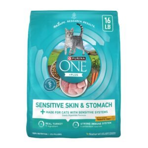 Purina ONE Sensitive Stomach Sensitive Skin Natural Dry Cat Food +Plus Sensitive Skin and Stomach Formula - 16 lb