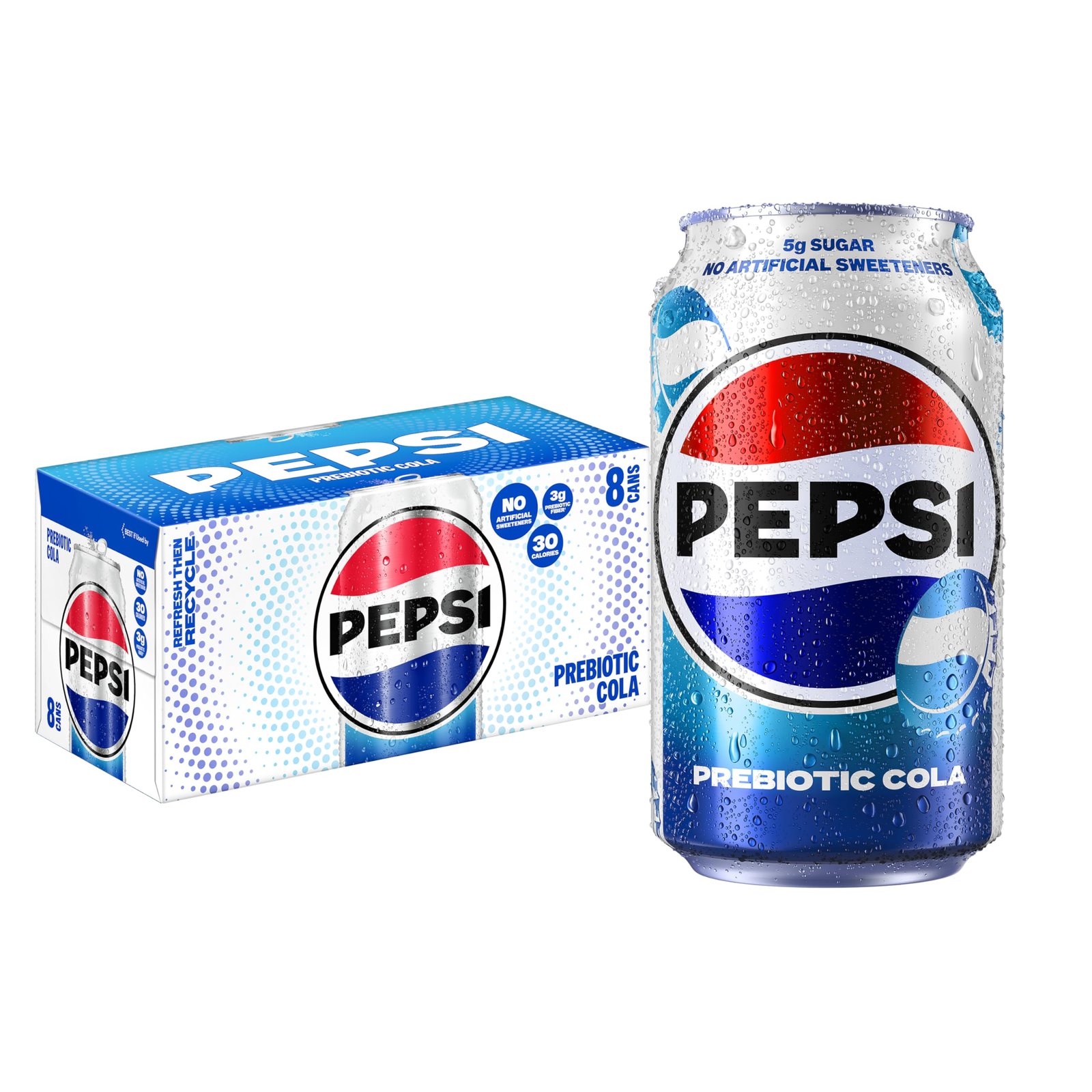 Prebiotic Cola, 12 fl oz Cans, 30 Calories, 3g Prebiotic Fiber, 5g Sugar