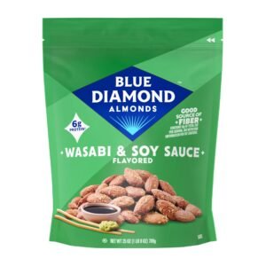 Blue Diamond Almonds, Bold Wasabi & Soy Sauce Flavored Snack Nuts, Bulk Bag, 25 Oz Resealable Bag, Pack of 1