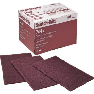 6" x 9" 3M 07447 Scotch-Brite Maroon General Purpose Hand Pads (1-Pack of
