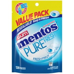 Pure Fresh Sugar-Free Chewing Gum with Xylitol, Fresh Mint, 120 Piece Resealable Bag, Pack of 1