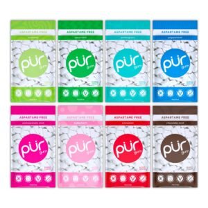 PUR Gum, Aspartame Free Chewing Gum, 100% Xylitol, Pack of 8