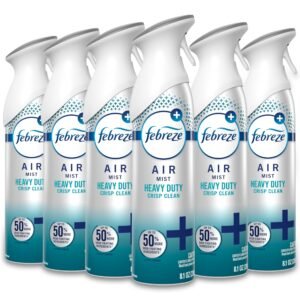 Febreze Air Mist, Heavy Duty Crisp Clean Scent, 8.1oz, (Pack of 6)