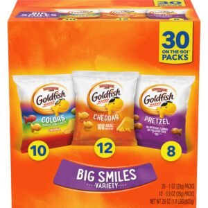 Goldfish Crackers Big Smiles Variety Pack with Cheddar, Colors, and Pretzels, 30 Ct