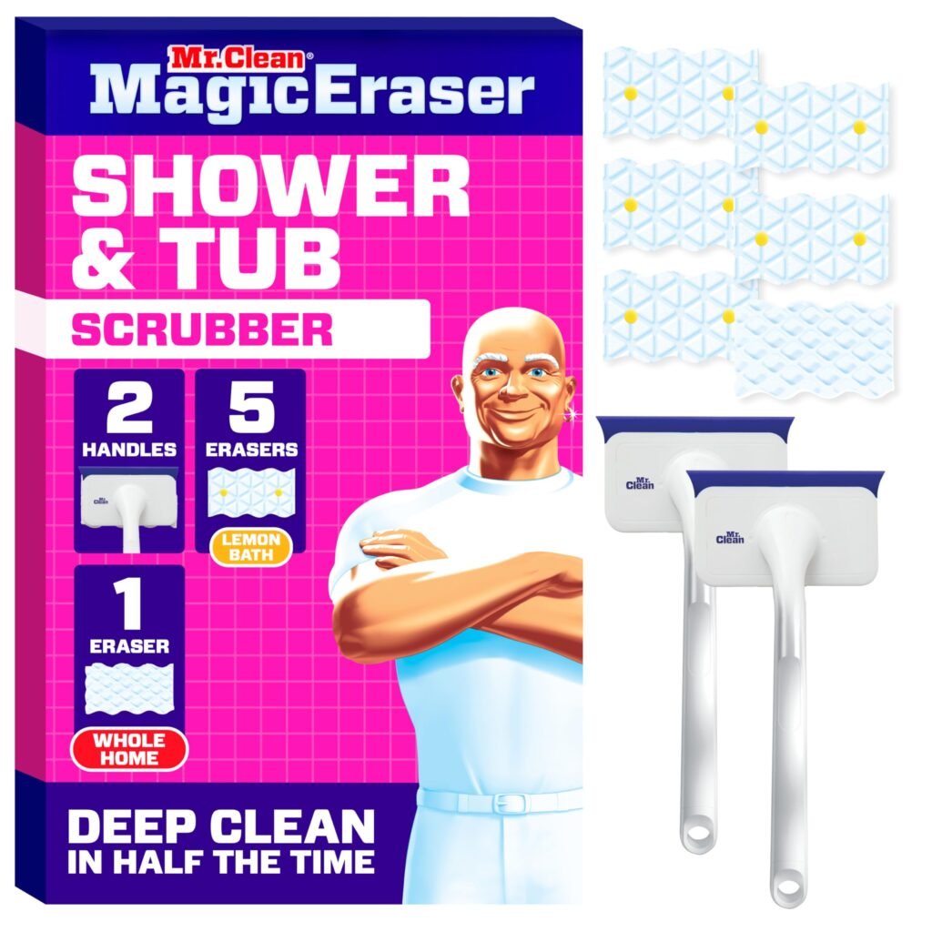 Mr. Clean Magic Eraser Shower & Tub Scrubber, Lemon Starter Kit