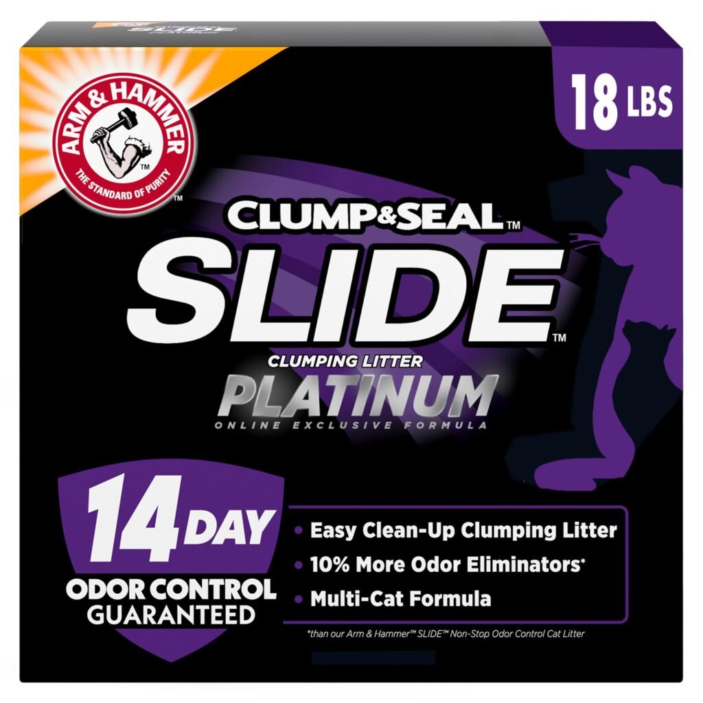 Arm & Hammer Clump & Seal SLIDE Platinum Multi-Cat Clumping Cat Litter Easy Clean Technology with No Scrubbing - 18 lbs