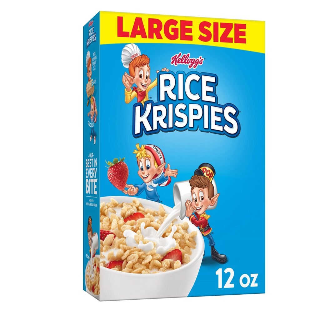 Kellogg's Rice Krispies Cold Breakfast Cereal, 8 Vitamins and Minerals, Rice Krispies Treats, 12Oz Box