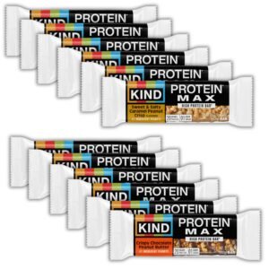 KIND Protein MAX Bars Variety Pack, Low Sugar, High Fiber Snacks, 20g Protein, 12 Ct