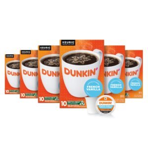 Dunkin’ French Vanilla Artificially Flavored Coffee, Keurig K-Cup Pods, 10 Ct Boxes, Pack of 6