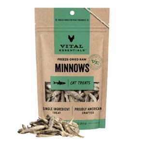 Vital Essentials Freeze Dried Minnows Cat Treats Single Ingredient Quality Grain Free Healthy Treats - 1 oz