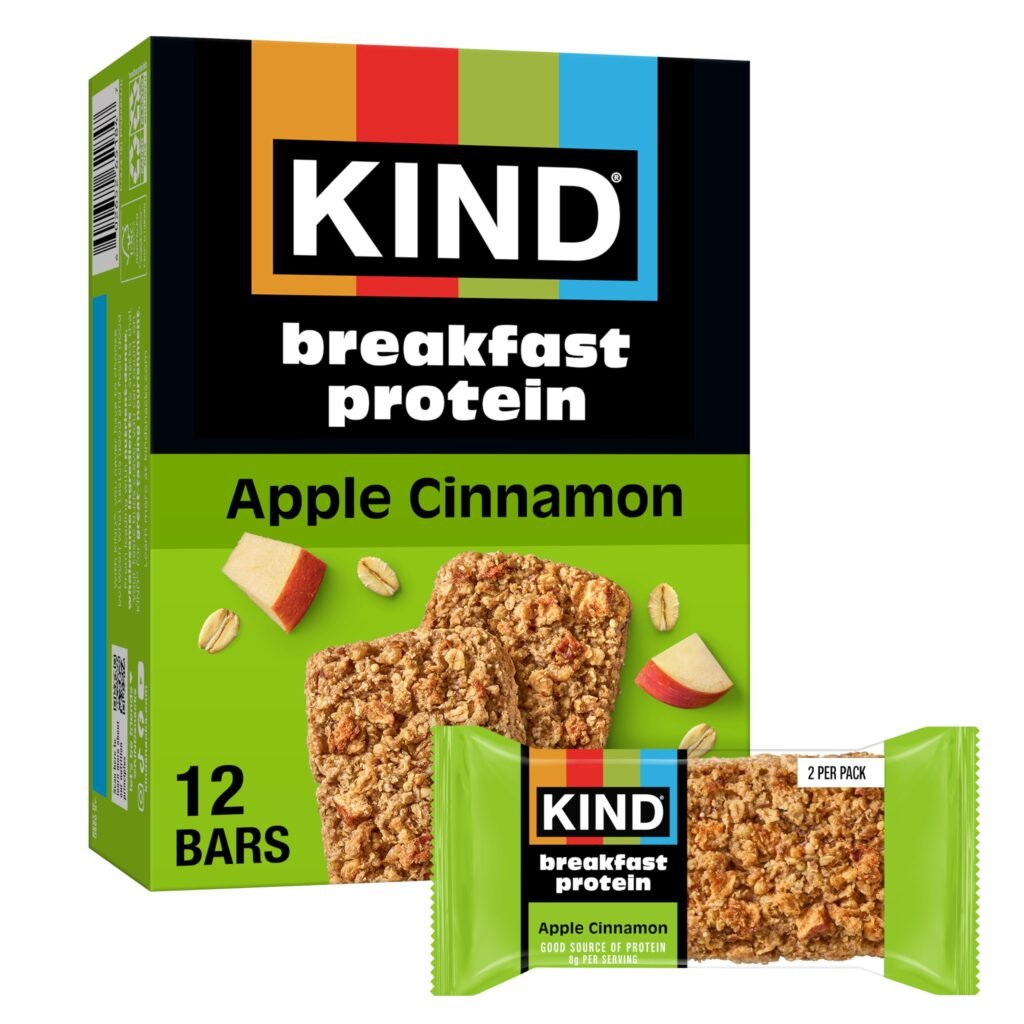 KIND Breakfast Protein Bars, Apple Cinnamon, Low Sodium, 8g Protein, 12 Ct