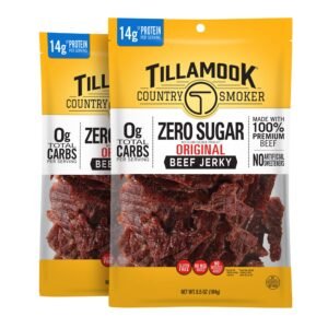 Tillamook Country Smoker Zero Sugar Original Beef Jerky Sticks, 6.5 Oz, 14g Protein, 0g Sugar & Total Carbs