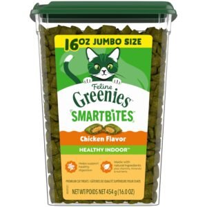 Greenies Feline Smartbites Cat Treats Healthy Recipe Indoor Cat Treats Chicken Flavor Tub - 16 oz