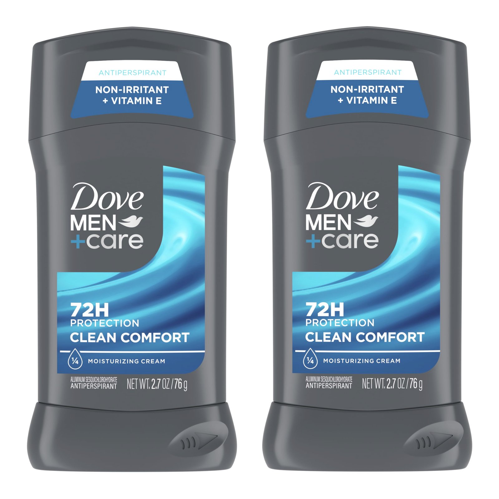 DOVE MEN + CARE Antiperspirant Deodorant Stick Clean Comfort Twin Pack 72-Hour Sweat & Odor Protection Antiperspirant for Men With 1/4 Moisturizing Cream 2.7 oz